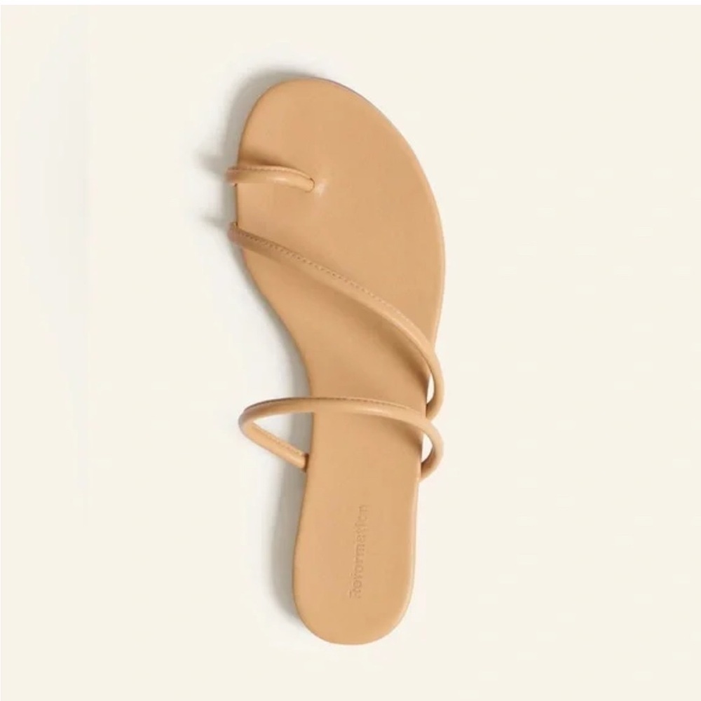 Reformation nude strappy sandals minimalist tan slide summer shoe leather size 6